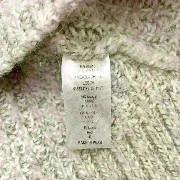 Cotelac  Alpaca Wool Oversized Minimalist Grey Turtle Neck Chunky Sweater - Picture 6 of 14